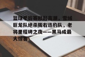 开云体育APP下载-关于篮球季后赛掀起高潮，雪域巨龙队绝杀陇右迅豹队，老将里程碑之夜——黑马成最大惊喜的信息